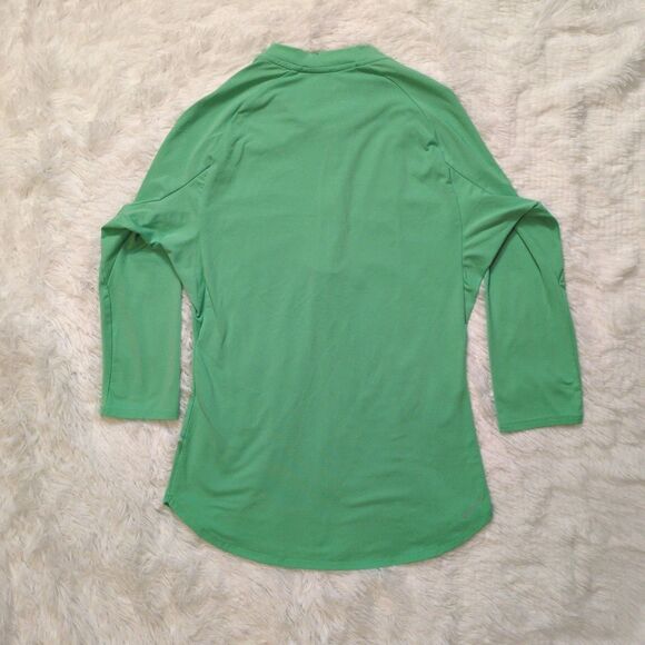 Nike Court Dry Pure Womens XS Quarter Zip Tennis Top Lime Green 3/4 Sleeve - Picture 4 of 9